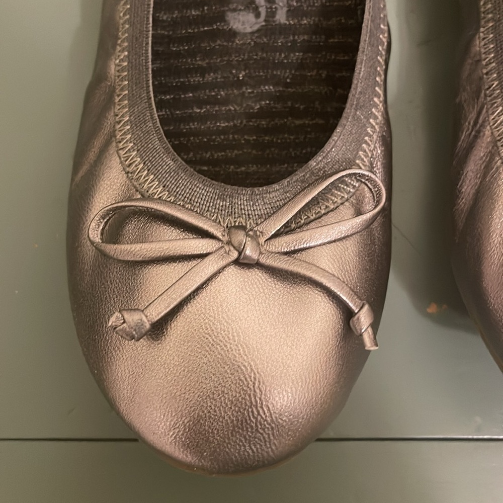 VIONIC Matira Womens Silver Pewter Leather Bow Ballet Flats - Picture 5 of 10